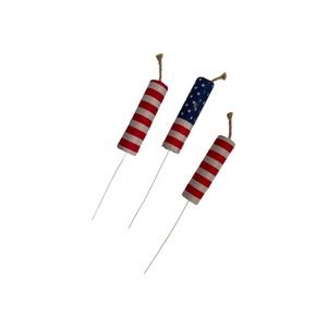3 Patriotic Fireworks Pick, Dynamite Wreath Attachment, Centerpiece Accent Decor